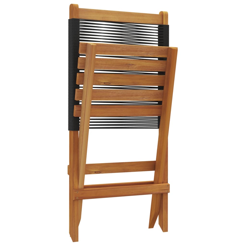 Folding Garden Chairs 4 pcs Black Solid Wood Acacia